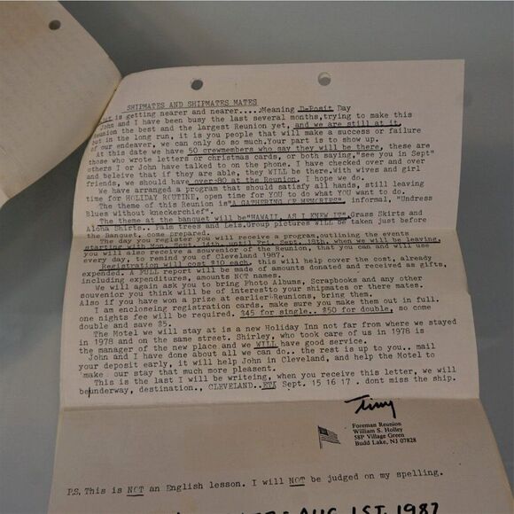 Vintage U.S.S. Forman DE-633 Shipmates Reunion 1987 Paper Ephemera - Picture 10 of 12